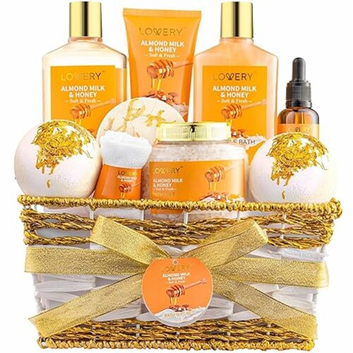 LOVERY 10 Pc Almond Milk & Honey Beauty & Personal Care - 10 Piece Set Perspective: front