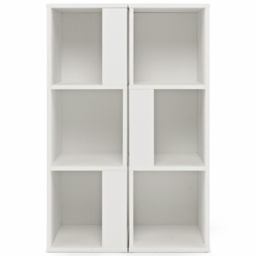 Hivvago 3-Tier 6 Cube Freestanding Bookcase with Anti-toppling Device-White Perspective: front
