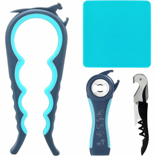 Otstar Jar Opener Bottle Opener for Seniors - Blue and Grey Perspective: front