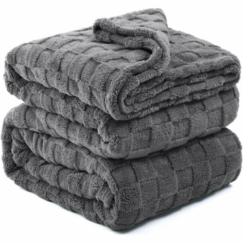 Kaisa Cozy Bed Blankets for Couch Sofa Bed (Gray) Perspective: front