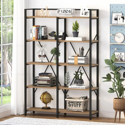 Industrial Bookshelves and Bookcases 5 Tier Heavy Duty Etagere Shelving Unit 5 Tier Pick n Save