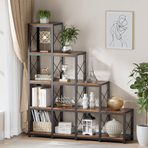 Rustic 5 Tier Display Shelf Storage Organizer 14 Shelves Bookshelf 5 Tier Gerbes Super Markets