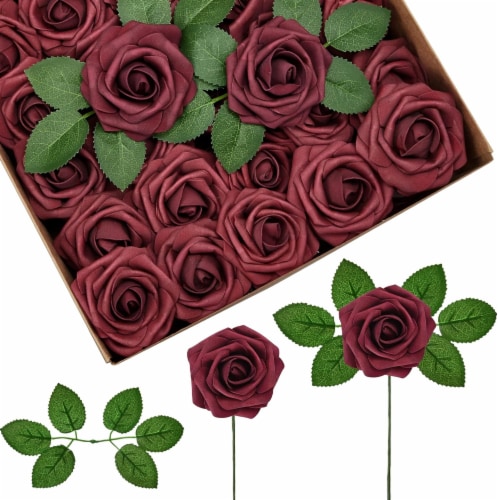InnoGear 3.15 D x 3.15 W x 9.84 H Artificial Roses Foam Flowers Burgundy Perspective: front
