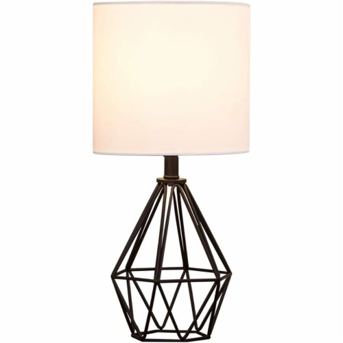 COTULIN Small Nightstand with TC Fabric Shade Geometric Metal Table Lamp 1 Count QFC