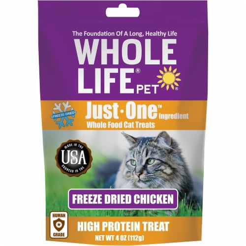 Whole Life Pet Products Just One Chicken Cat Treats – High Protein – 4oz Perspective: front