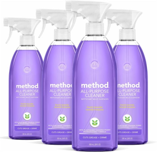 Method All-Purpose Cleaner Spray, French Lavender, 28 oz Spray Bottles, (Pack of 4) Perspective: front