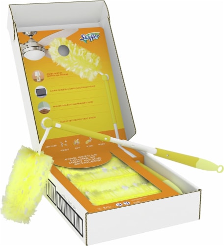 Swiffer Dusters Heavy Duty Extender Handle Starter Kit (1 Handle, 12 Dusters) Perspective: front