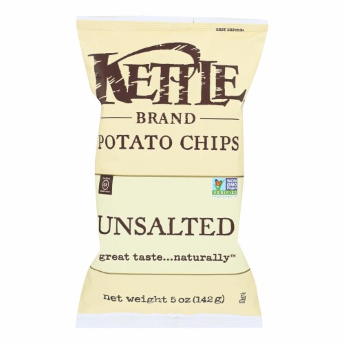 Kettle Brand Potato Chips - Unsalted - Case of 15 - 5 oz. Perspective: front