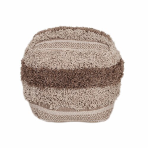 Boho Shaggy Khaki Textured Pouf Boho Shaggy Khaki Textured Pouf