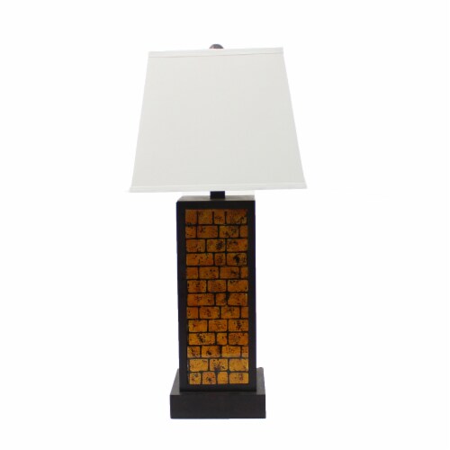 13 X 15 X 30.75 Black Metal With Teal Brick Pattern - Table Lamp 13 X 15 X 30.75 Black Metal With Teal Brick Pattern - Table Lamp