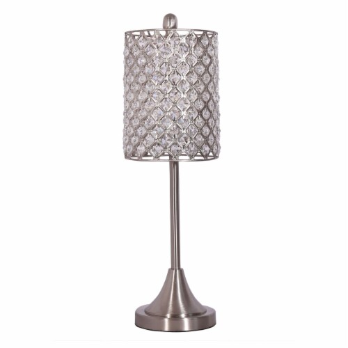 Set Of 2 Metal Table Lamps With Crystal Bead Shade Set Of 2 Metal Table Lamps With Crystal Bead Shade