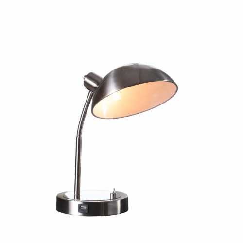 14 inch Silver Desk Table Lamp With Gray Bowl Shade 1 Food 4 Less