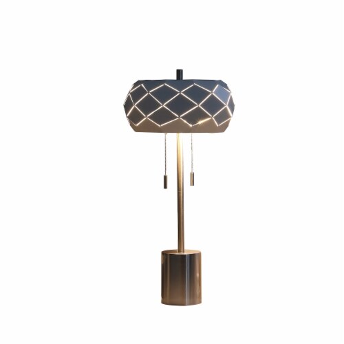 Hivvago 28 inch Silver Metal Table Lamp With Geometric Laser Cut Metal Shade 1 Fry s Food Stores