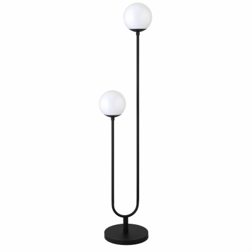69 inch Black Two Light Novelty Floor Lamp With White Frosted Glass Globe Shade 1 Fred Meyer