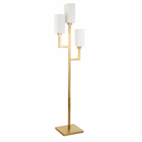69 inch Brass Three Light Torchiere Floor Lamp With White Frosted Glass Rectangular Shade 1 Fry s Food Stores