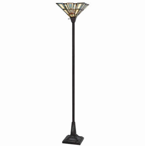 72 inch Bronze Torchiere Floor Lamp With Gray and Ivory Abstract Tiffany Glass Novelty Shade 1 Fred Meyer
