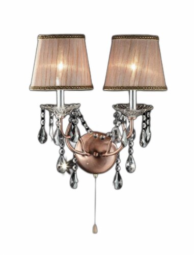 Silver and Pink Faux Crystal Dual Light Hanging Wall Sconce Silver and Pink Faux Crystal Dual Light Hanging Wall Sconce