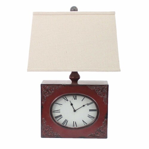 7 X 7 X 22 Red Vintage Metal Clock Base - Table Lamp 7 X 7 X 22 Red Vintage Metal Clock Base - Table Lamp