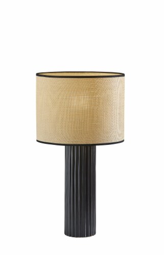 Hivvago 24 inch Black Ceramic Cylinder Table Lamp With Beige Drum Shade 1 Baker s