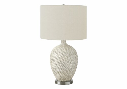 Hivvago 28 inch White and Silver Ceramic Round Table Lamp With Cream Drum Shade 1 Mariano s