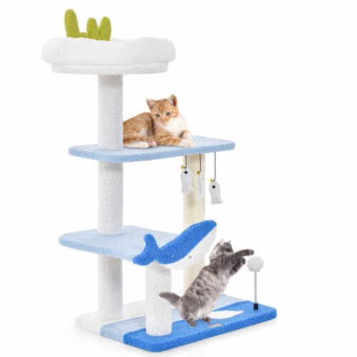 Hivvago 3 level Cat Tower with Sisal Covered Scratching Posts Blue 1 Fred Meyer