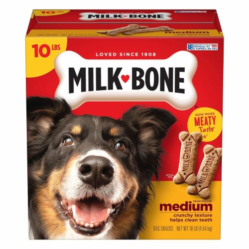 Milk Bone Medium Crunchy Dog Treats 10 Pounds Helps Clean Teeth Meaty Taste 10 Pound Pack of 1 Kroger