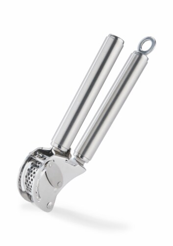Rosle Garlic Press with Scraper - Silver Perspective: front