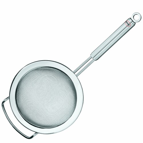 Rosle Stainless Steel Round Handle Fine Mesh Kitchen Strainer, 9.4-inch Perspective: front