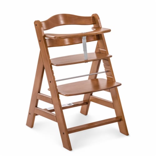 hauck Alpha+ Grow Along Adjustable Wooden Highchair, Beechwood, Walnut Finish Perspective: front