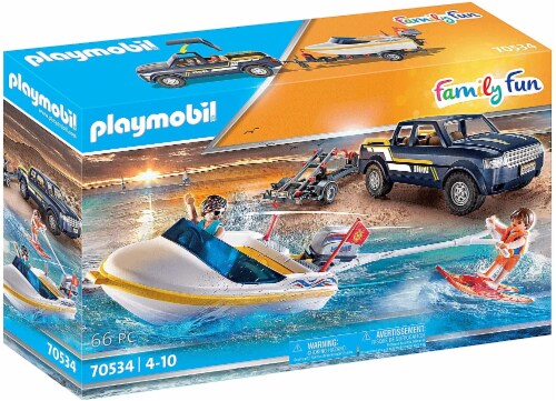 Playmobil® Family Fun Pick-Up with Speedboat Playset Perspective: front
