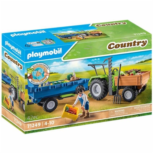 Playmobil Country Harvester Tractor With Trailer Building Set