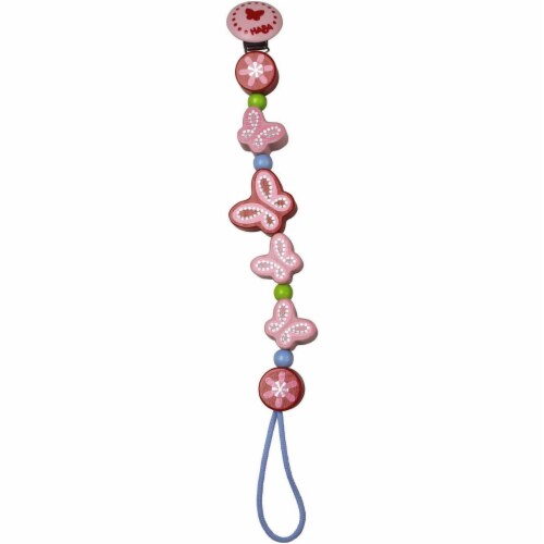 HABA Enchanted Butterflies Wooden Pacifier Chain (Made in Germany) Perspective: front