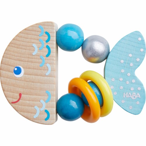 HABA Wooden Clutching Toy Rattlefish (Made in Germany) Perspective: front