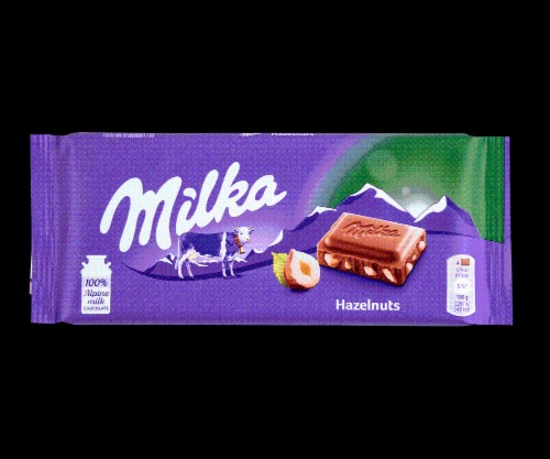 Milka Hazelnut Chocolate Perspective: front