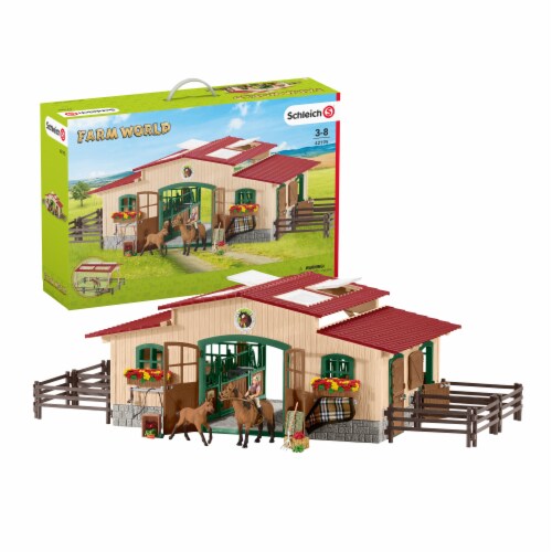 Schleich Farm World Stable with Horses and Accessories Playset Perspective: front
