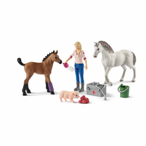 Schleich Vet Visiting Mare and Foal Playset Perspective: front