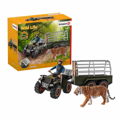 Schleich Wild Life Jungle Quad Bike with Trailer and Ranger Playset Perspective: front