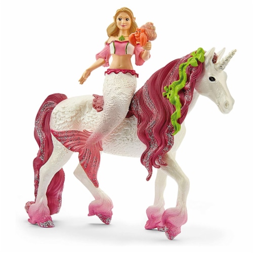 Schleich Mermaid Feya Riding Underwater Unicorn Figurine Perspective: front