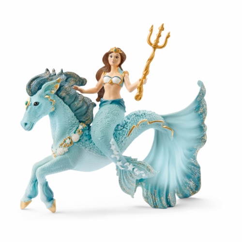 Schleich Mermaid Eyela Riding Underwater Horse Toy Perspective: front