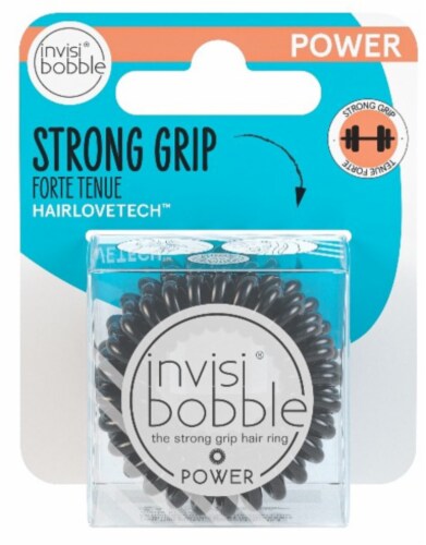 Invisibobble Power HairHalo Strong Grip Hair Rings, Black, 3 Ct Perspective: front