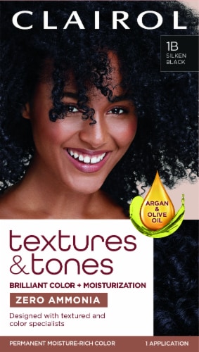 Clairol Textures & Tones Permanent Hair Color 1B Silken Black Perspective: front