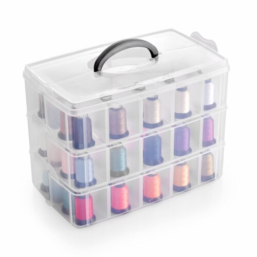 Bins & Things Stackable Storage Container with 30 Adjustable Compartments, Clear, X-Large Perspective: front