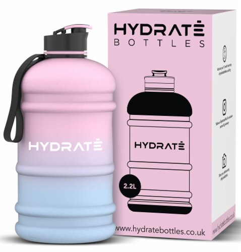 HYDRATE Half Gallon Cotton Candy Jug - BPA Free, Flip Cap, Gym, Sports Bottle (74 oz) Perspective: front