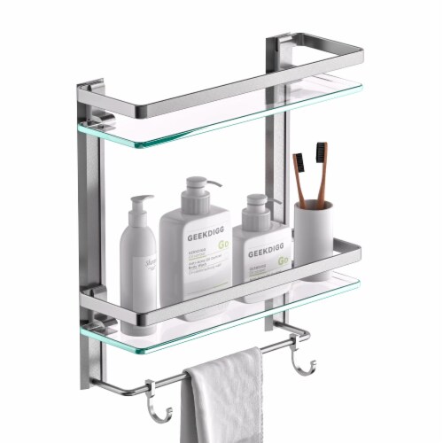 Glass towel shelf deals
