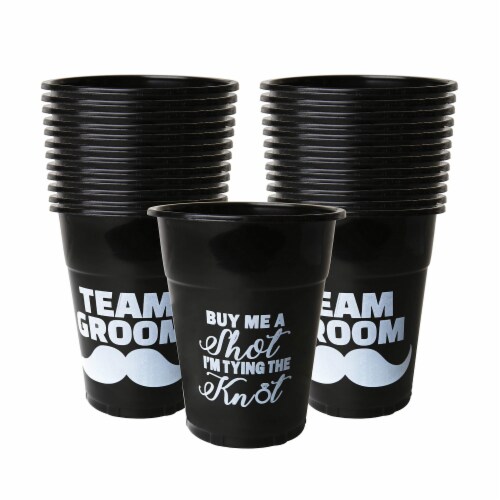 Neliblu Bachelor Party Supplies - Team Groom Cups Bulk Pack of 25 Plastic Cups Perspective: front