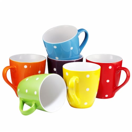 Bruntmor 6 Count Multi Color Dot Coffee Mug Set, 16 Oz Ceramic Mugcup Set,  6 Count (Pack of 1) - Foods Co.