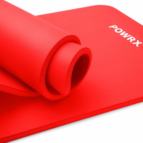 POWRX Yoga Mat Thick Red 75 x39 x0.6  Exercise Mat 1/2 - 3 Widths w/ Strap  & Bag, 75x39x0.6 - Foods Co.