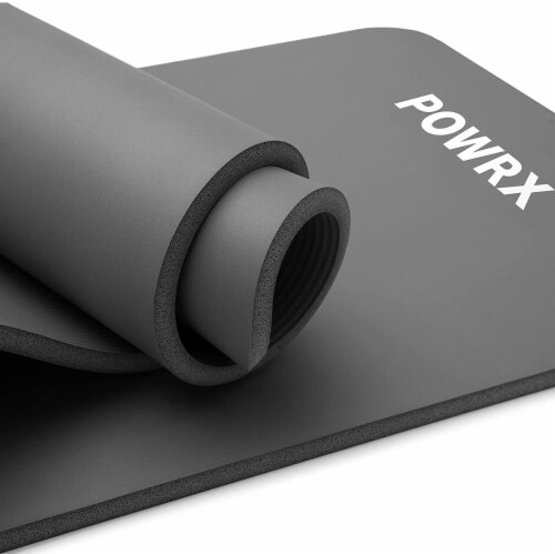 POWRX Yoga Mat 75 x24 x0.6 Grey  Thick Exercise Mat with Carrying Strap &  Bag, 75x24x0.6 - Gerbes Super Markets