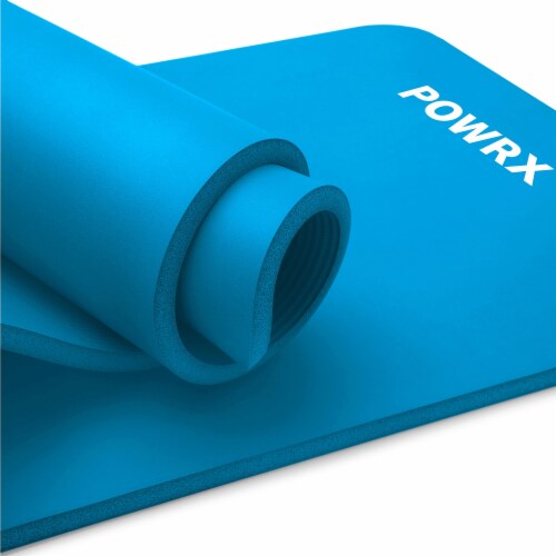 POWRX Yoga Mat 75 x31 x0.6 | Blue | Thick Exercise Mat with