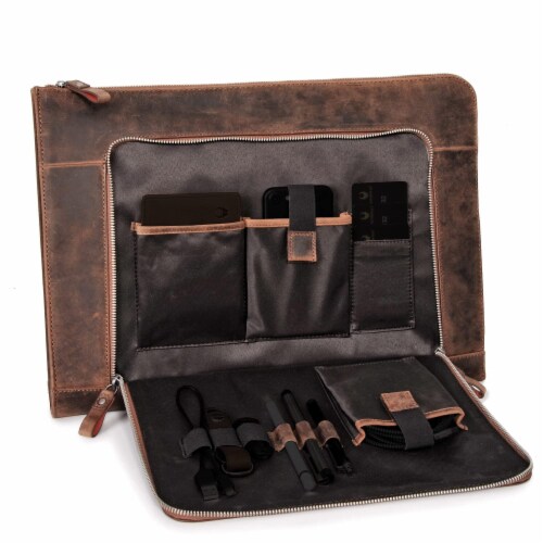 DONBOLSO Vintage Brown Laptop Sleeve 15.6 Inch for Men & Women Perspective: front